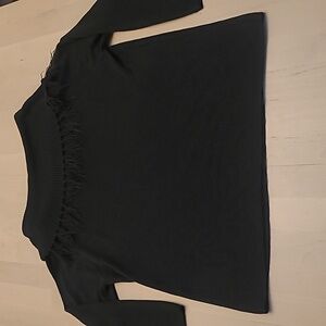 EUC Y2K Isabellas Closet Black Fringe Cowl Neck 100% Acrylic Sweater